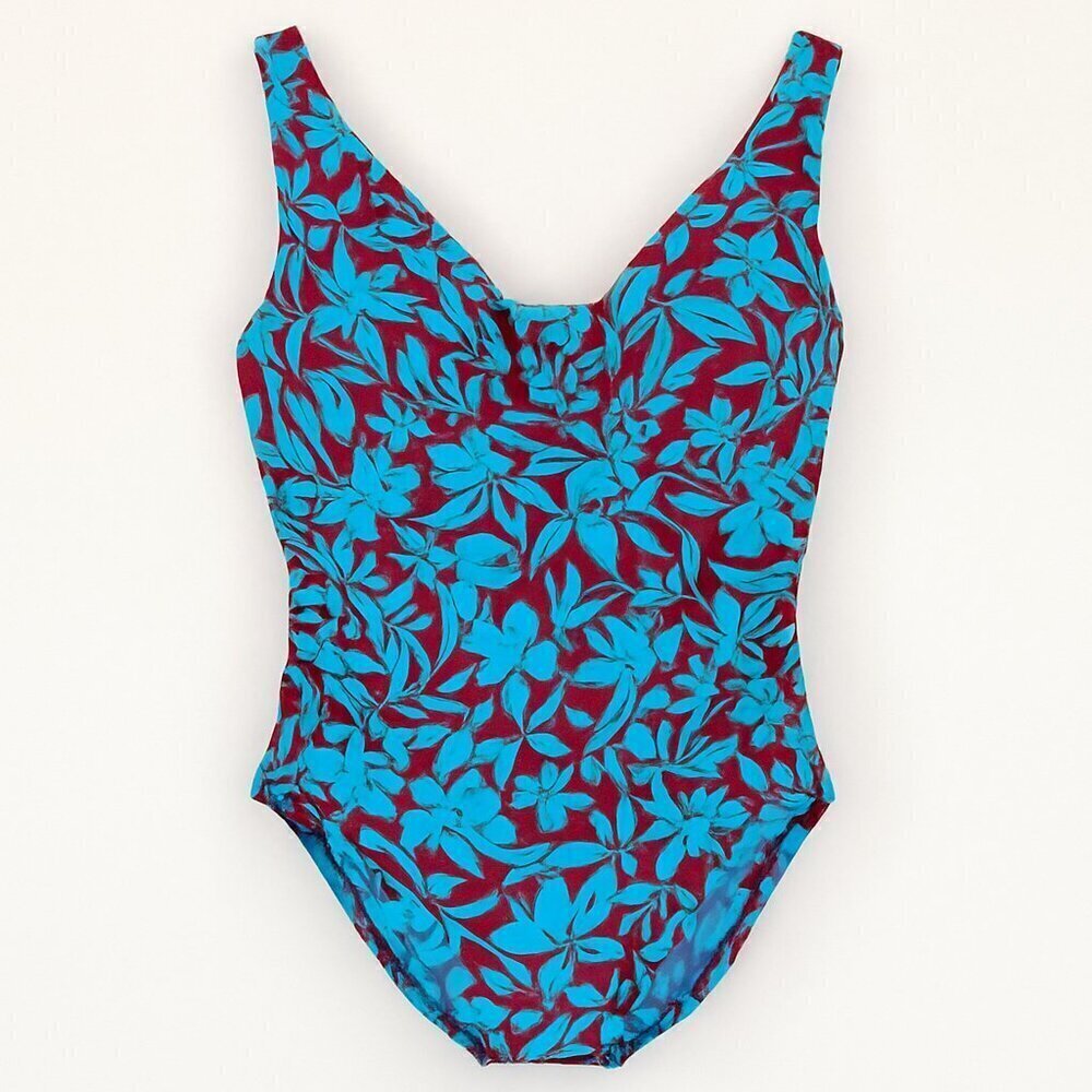 Land's End Preppy Slimming Summer One-Piece Swimsuit Floral 16P